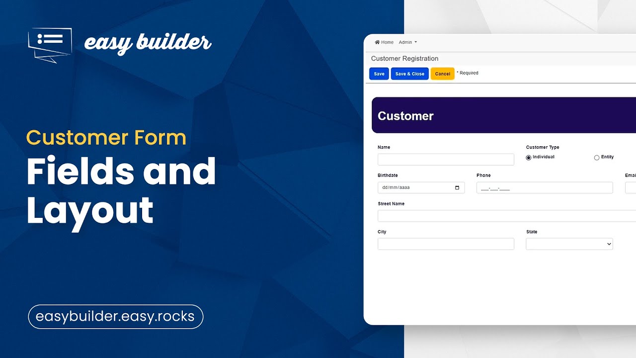 Step-by-Step Construction of a Customer Registration Form with Easy Builder   