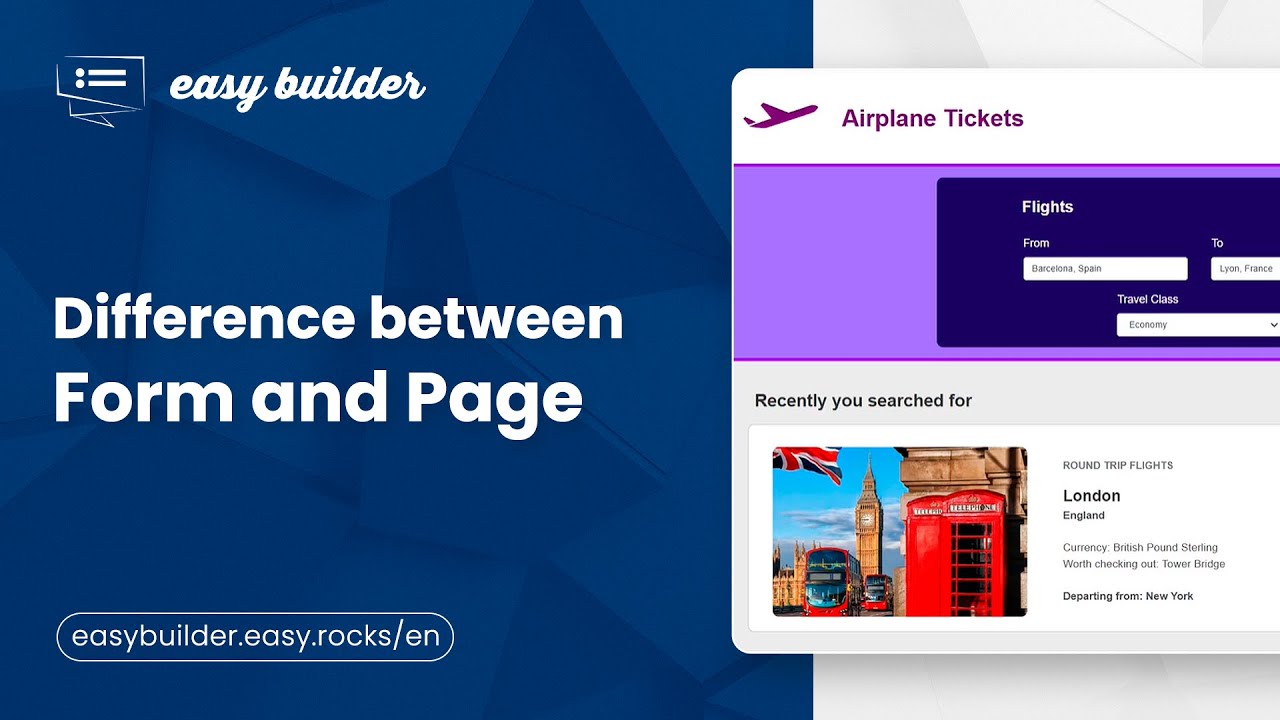 Crucial differences between forms and pages in Easy Builder